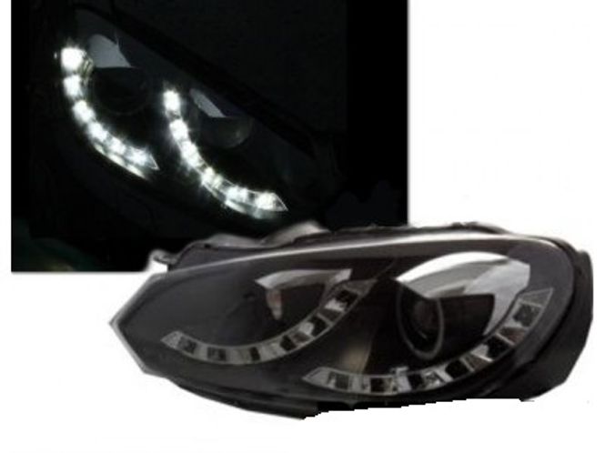 Hovedbilde VW Golf 6 Forlygter LED Kørelys Eagle CCFL Dual ...
